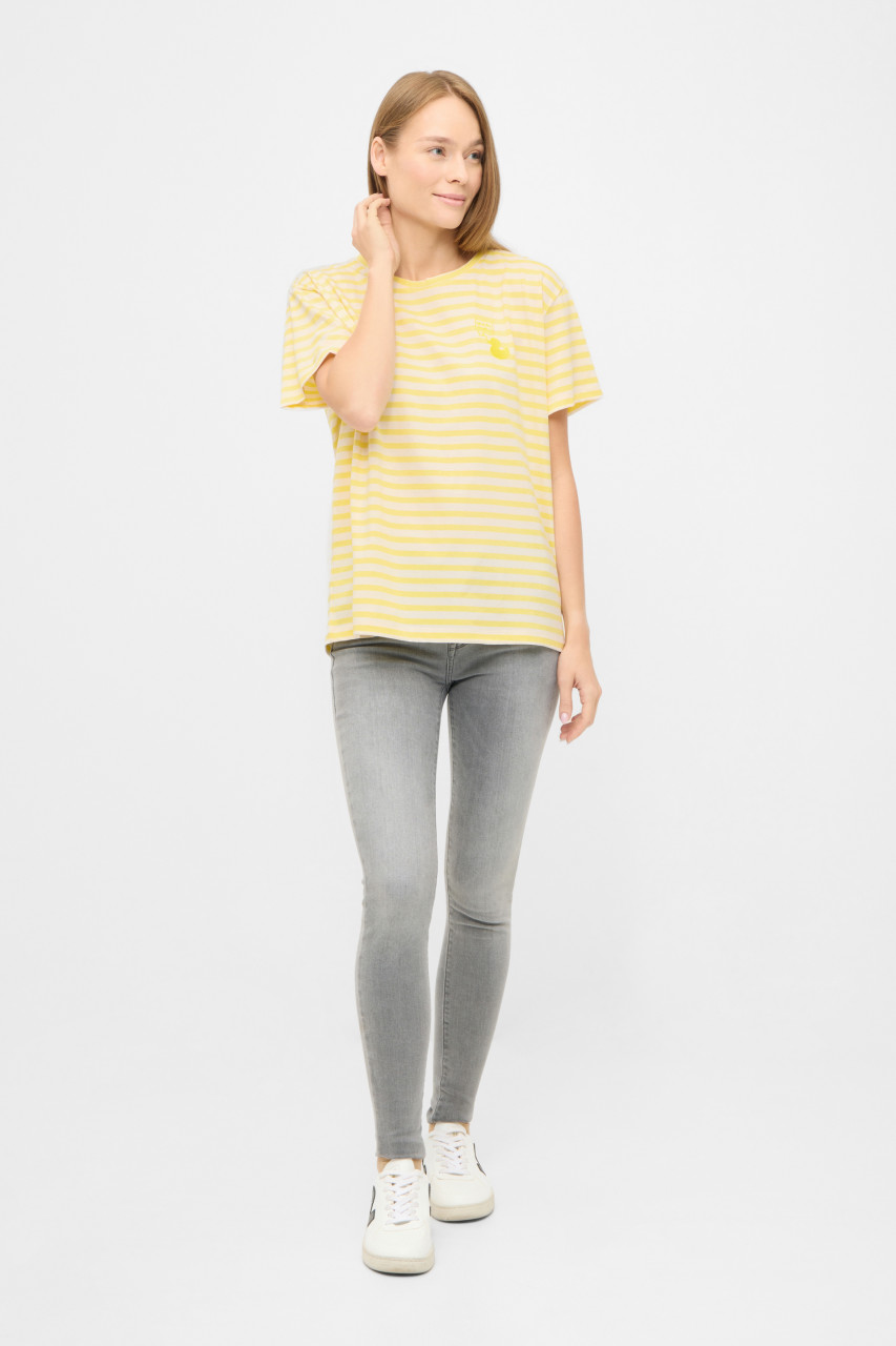 Derbe T-Shirt What The Duck Damen Gelb Streifenshirt GOTS Organic