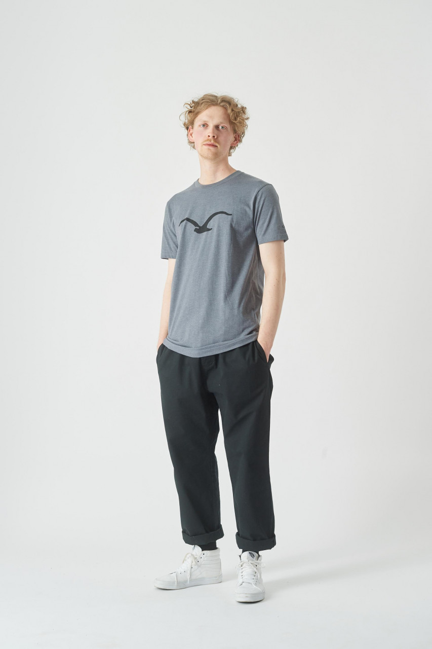 Cleptomanicx Herren T-Shirt Möwe Heather Forged Iron Grau Baumwolle Nachhaltig