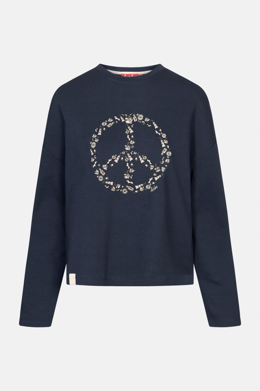 Derbe Peace Damen Longsleeve Pullover Navy Dunkelblau Weiß Nachhaltig