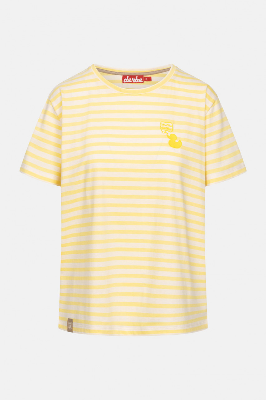 Derbe T-Shirt What The Duck Damen Gelb Streifenshirt GOTS Organic