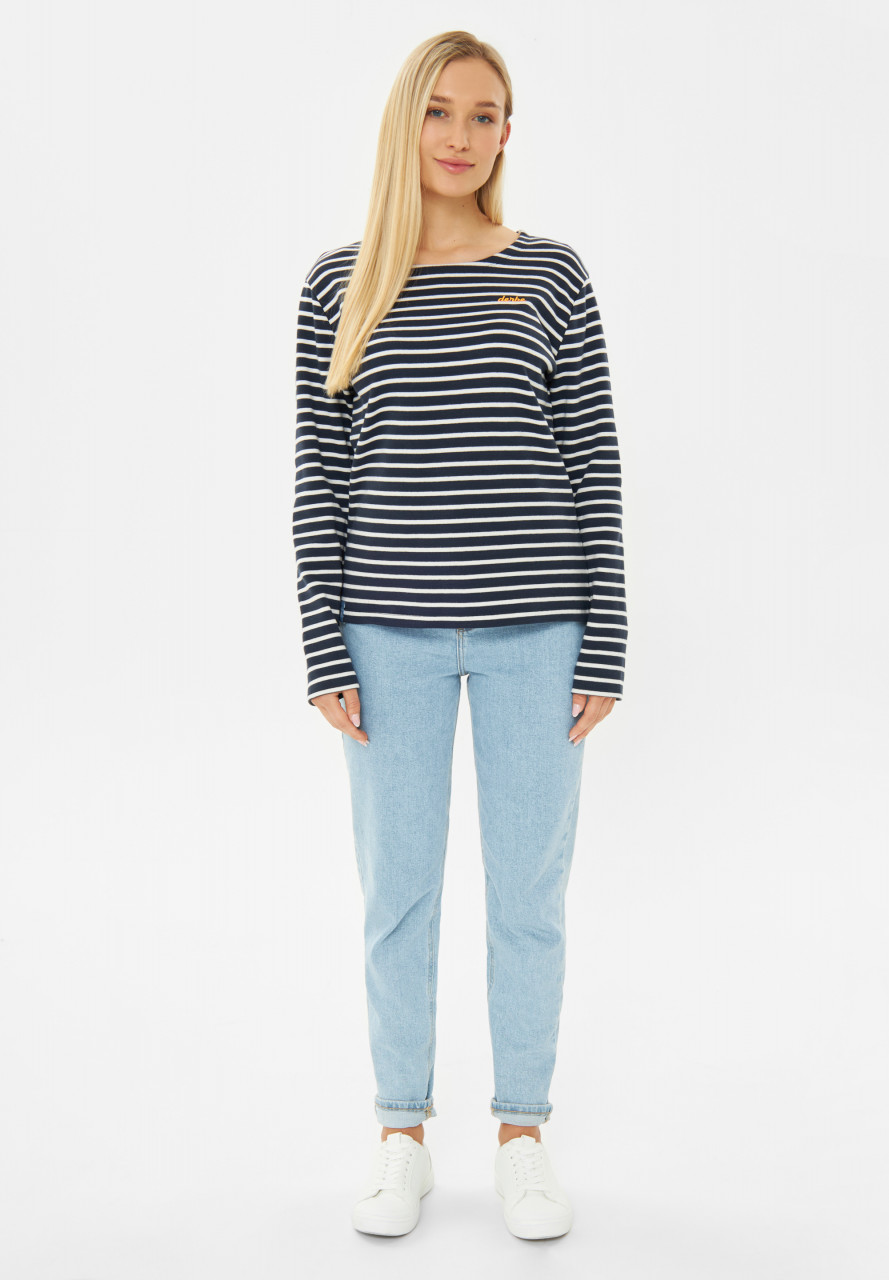 Derbe Langarmshirt Interstriped Damen Dunkelblau Streifenshirt