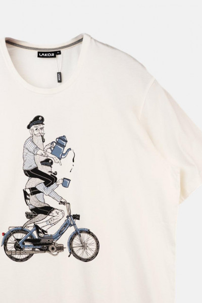 LAKOR T-Shirt Hitching Herren Weiß Kapitän Pfeife LAKOR T-Shirt Hitching Herren Weiß Kapitän Pfeife