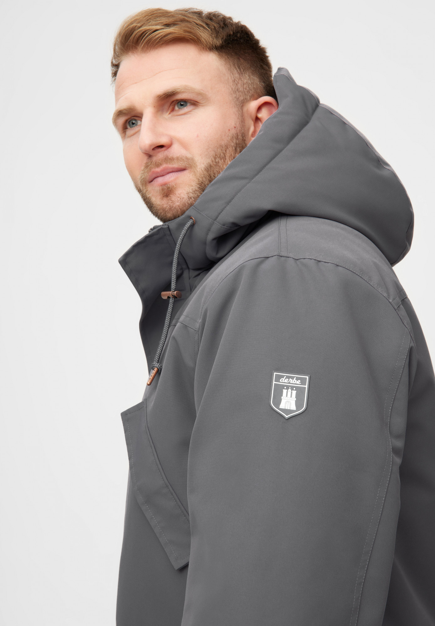 Derbe Winterjacke Festholm Herren Grau Warm Gefüttert