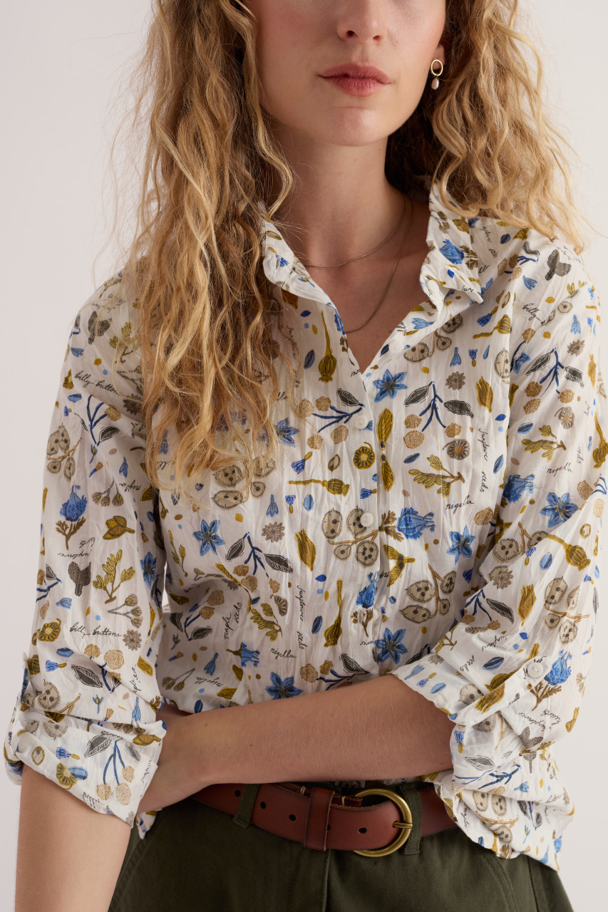 Seasalt Bluse Larissa Damen Weiß Gelb Blau Blumen Floral