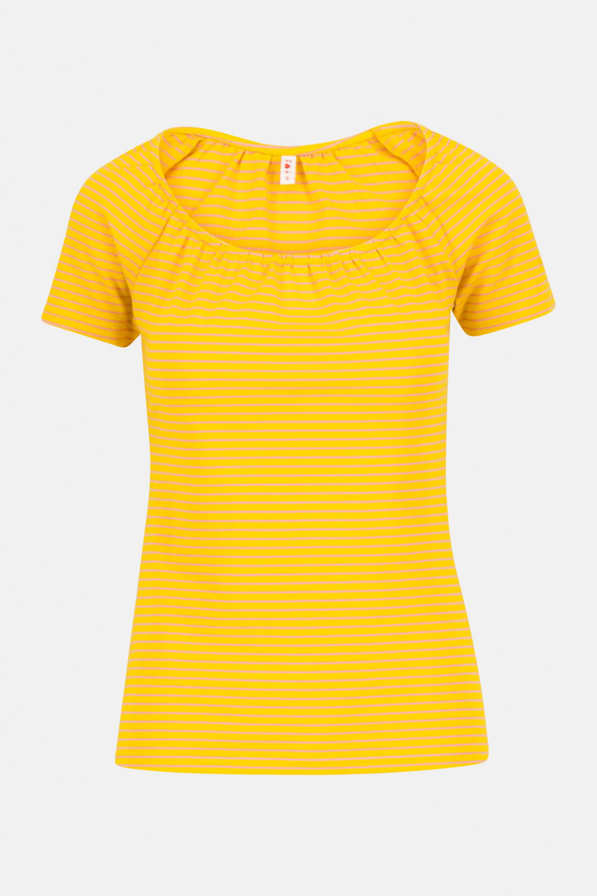 Blutsgeschwister Vintage Heart Damen T-Shirt Candy Stripes Gelb Gestreift