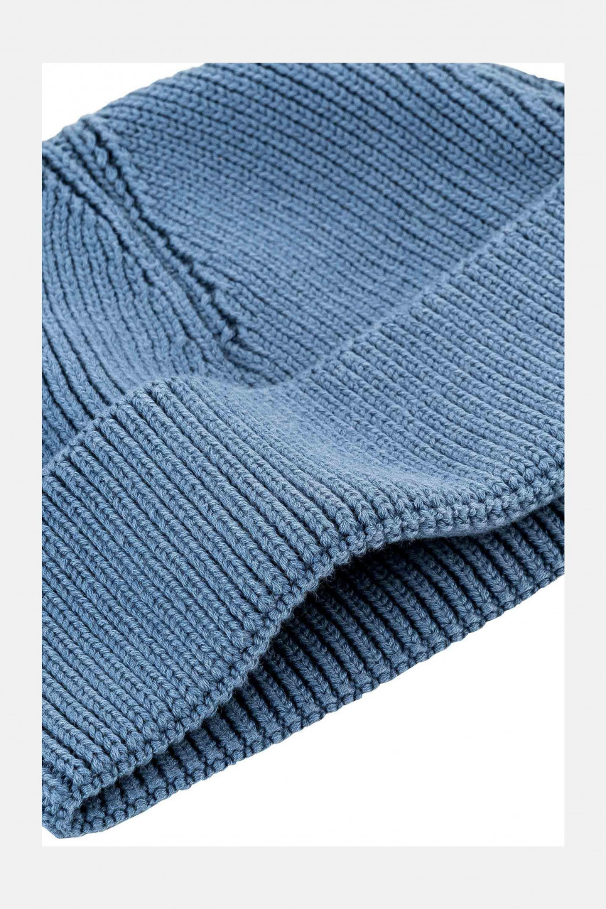 MELA kurze Rippstrick Mütze RAFI Hellblau Jeans Blue Stone