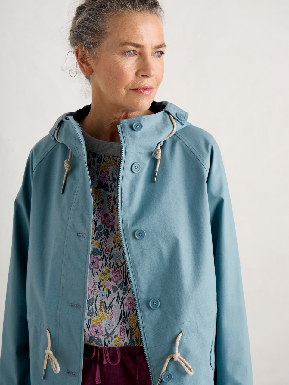 Seasalt Cornwall Regenjacke Fulmar Damen Hellblau Baumwolle
