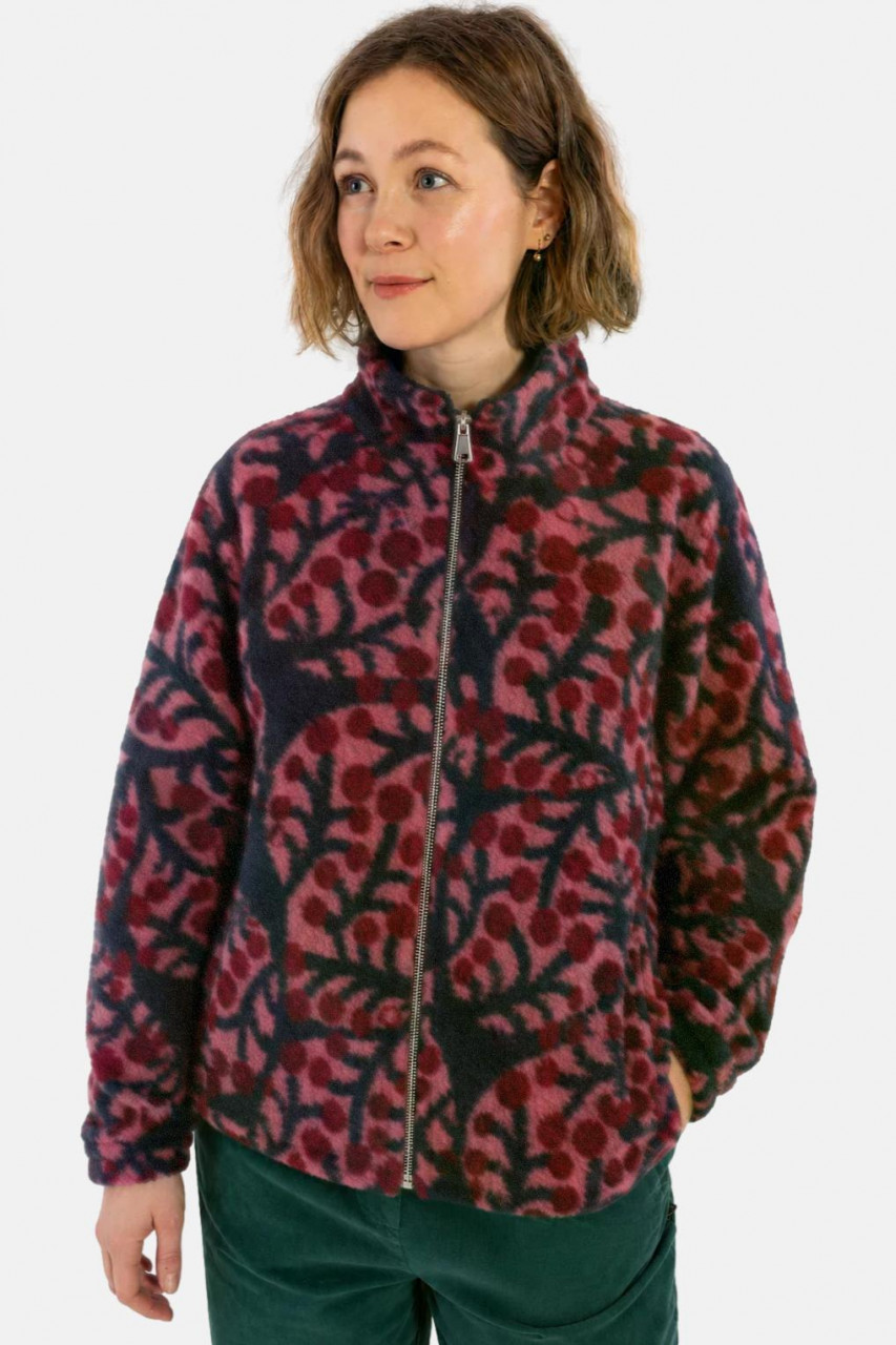 Danefae Danedada Übergangsjacke Dunkelblau Rot Fleecejacke Wolle Gemustert