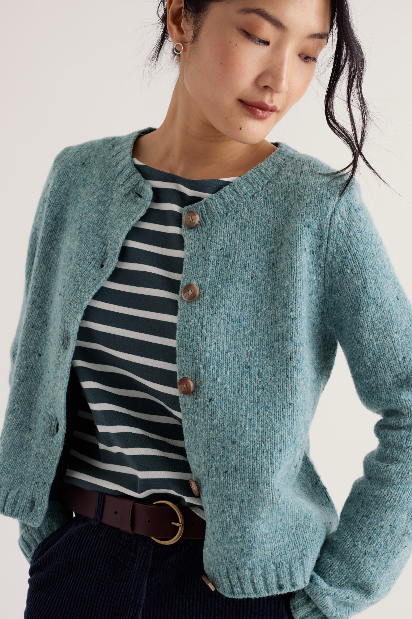 Seasalt Strickjacke Dawson Damen Hellblau Türkis Strick Cardigan Merino