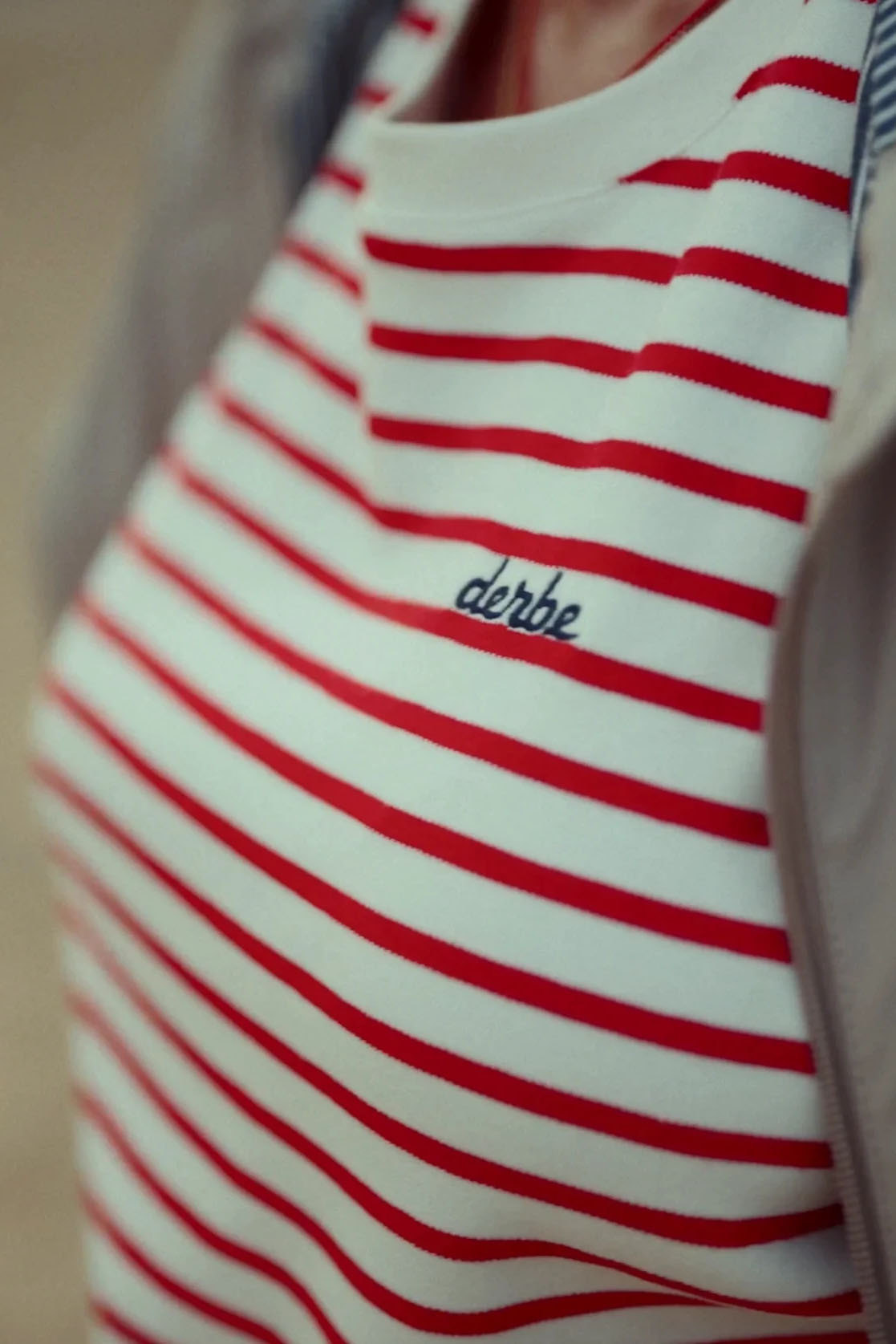 Derbe T-Shirt Interstriped Damen Weiß Rot Streifenshirt
