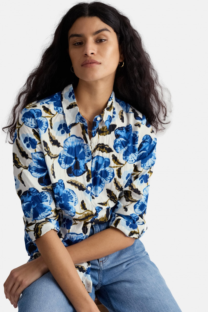 Seasalt Bluse Larissa Damen Weiß Blau Blumen Spring