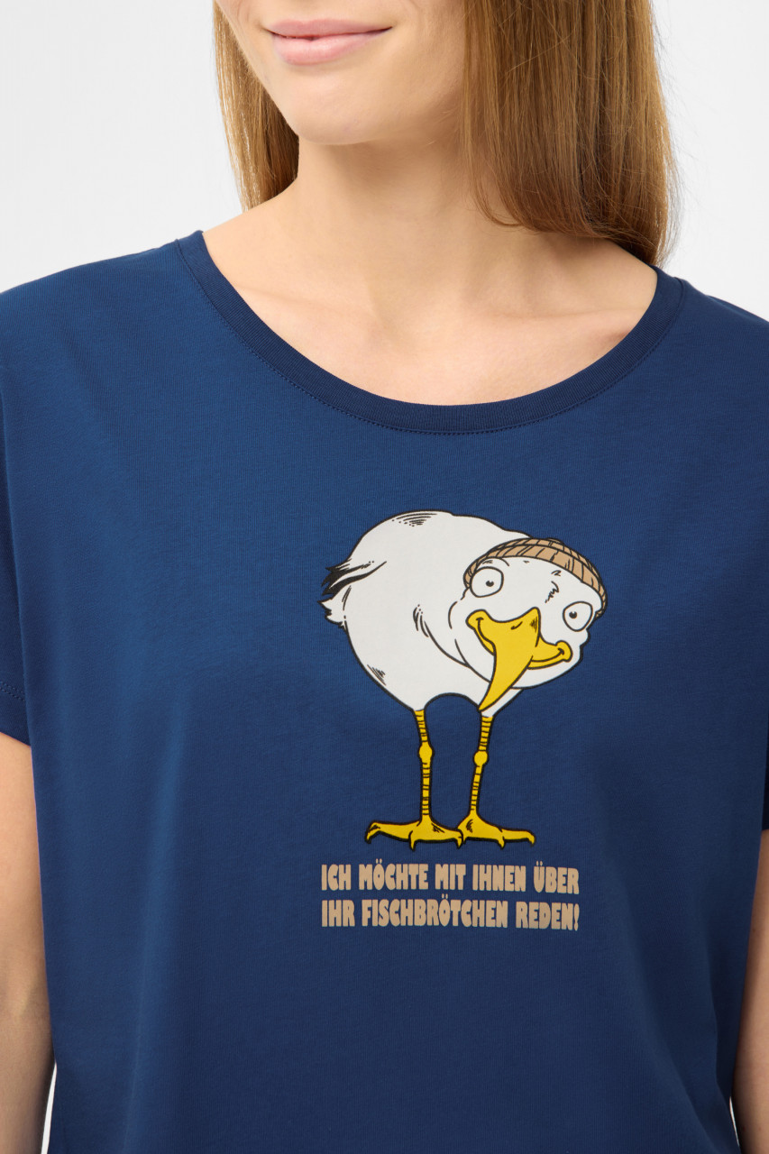 Derbe T-Shirt Brötchenmöwe Damen Blau GOTS Organic