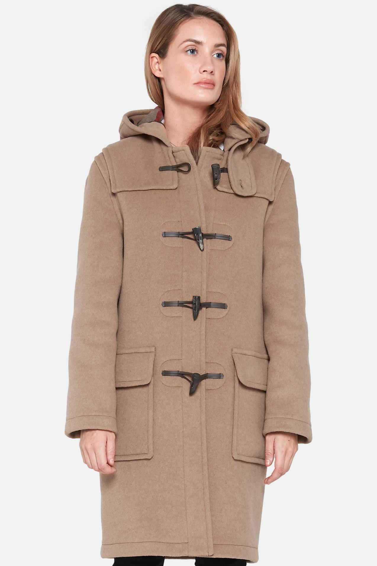 London Tradition Damen Dufflecoat Emily Camel Beige Wollmantel