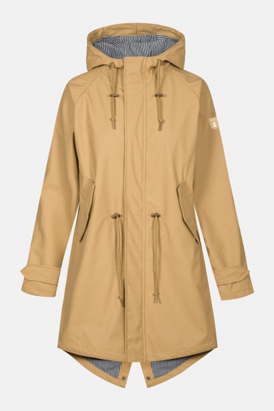 Derbe Traveby Friese Fisher Doe Hellbraun Damen Regenmantel Nachhaltig Derbe Traveby Friese Fisher Doe Hellbraun Damen Regenmantel Nachhaltig