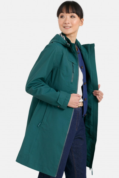 Seasalt Cornwall Coverack Damen Regenjacke Petrol Grün Baumwolle