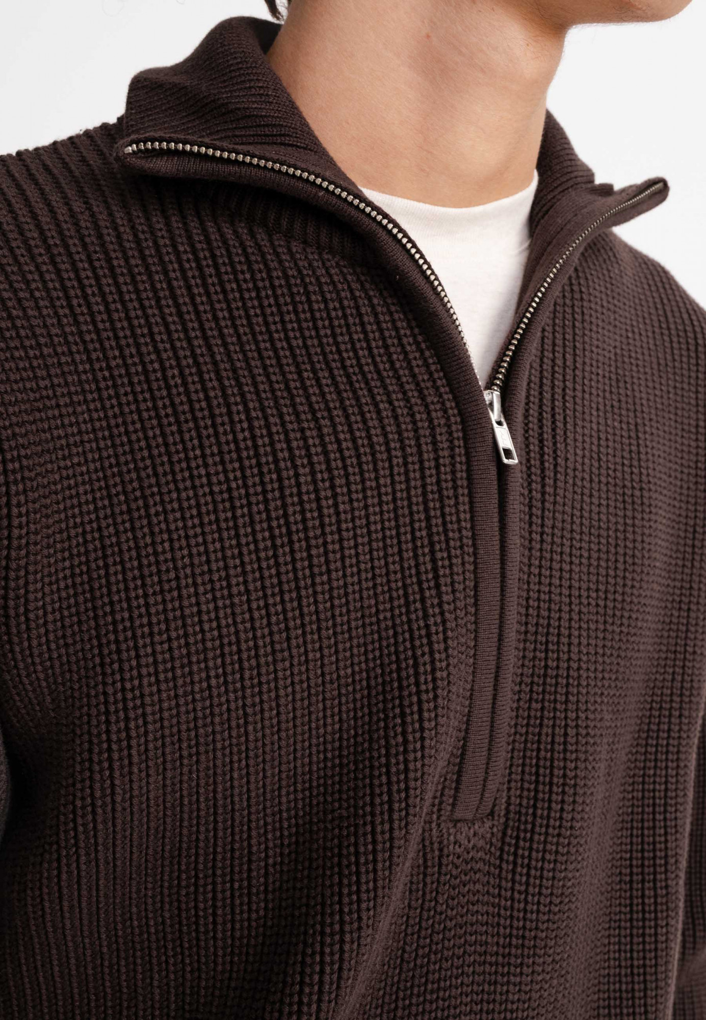 MELA Rippstrick Troyer UDAI Herren Pullover Braun Baumwolle