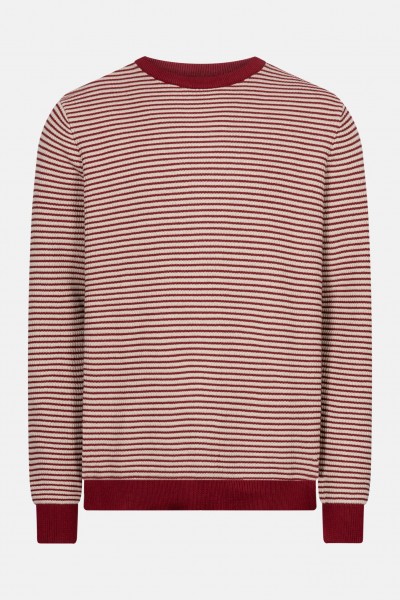 MELA Jeevan Herren Pullover Beige Burgund Weinrot Gestreift