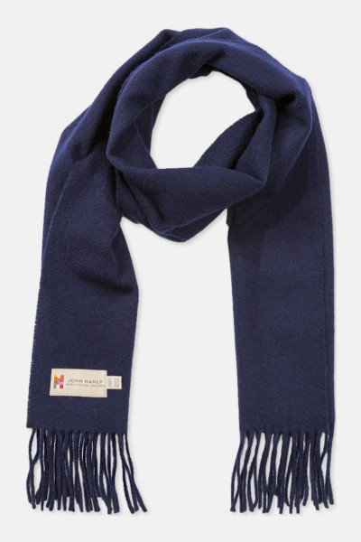 John Hanly Schal Irish Lambswool Dunkelblau Navy Fransen