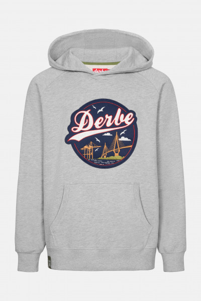 Derbe Hafenbrücke Herren Hoodie Grey Melange Grau Kapuzenpullover Baumwolle Derbe Hafenbrücke Herren Hoodie Grey Melange Grau Kapuzenpullover Baumwolle