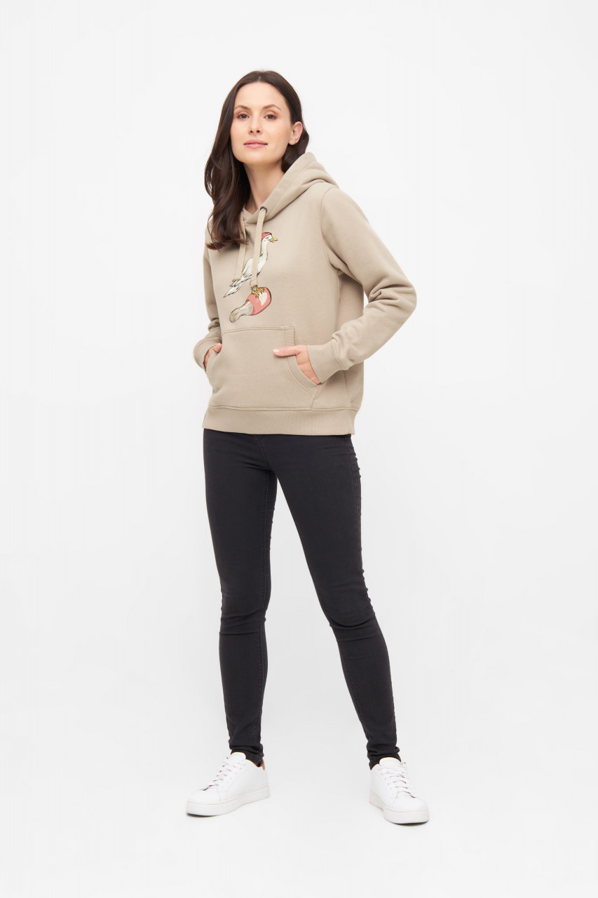 Derbe Hoodie Sturmmöwin Damen Cobblestone Beige Kapuzenpullover GOTS