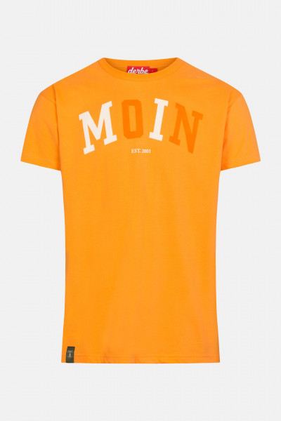 Derbe Moin Herren T-Shirt Zweifarbig Sun Orange Weiß