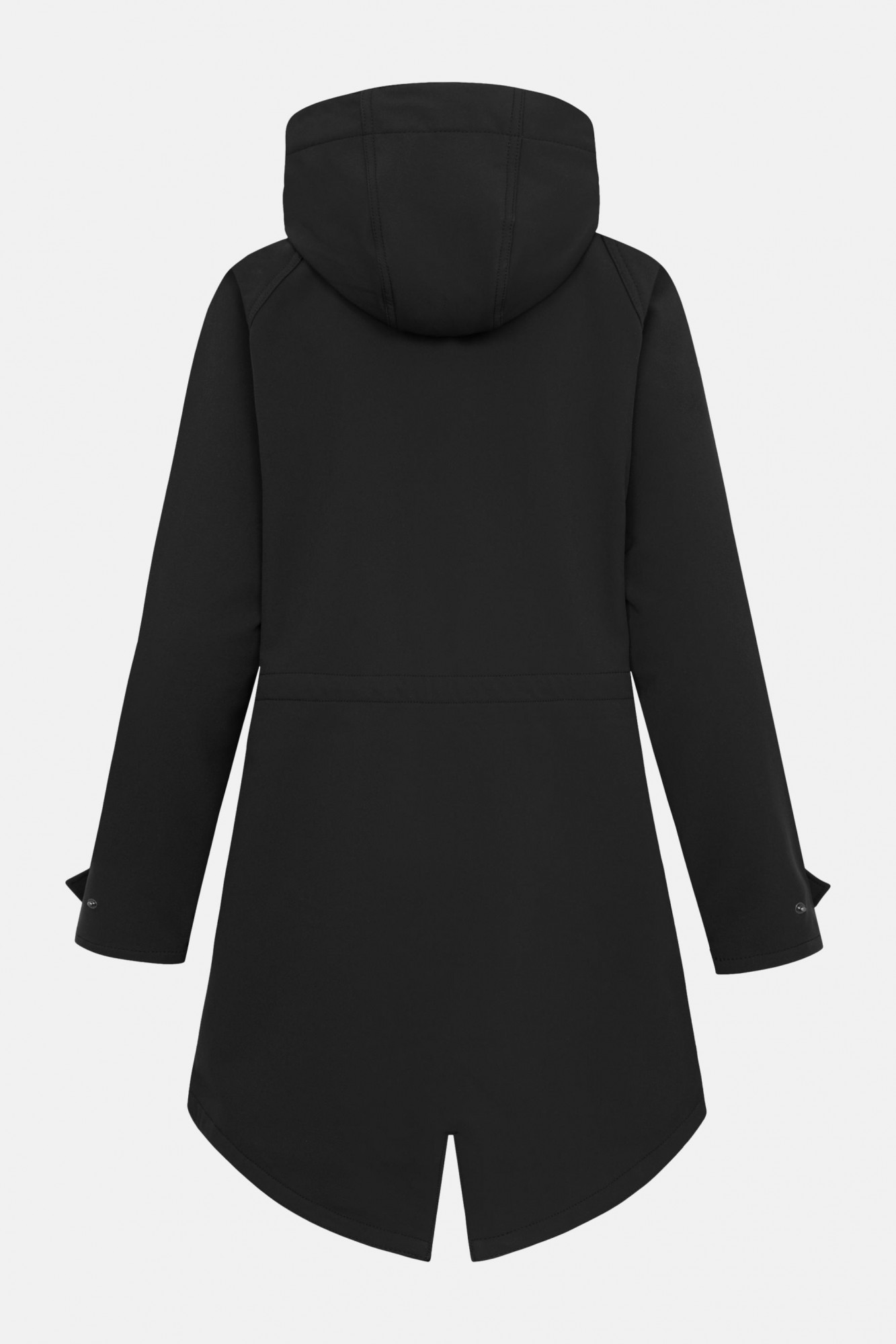 Produktbild von einer schwarzen Softshelljacke  - Rückansicht