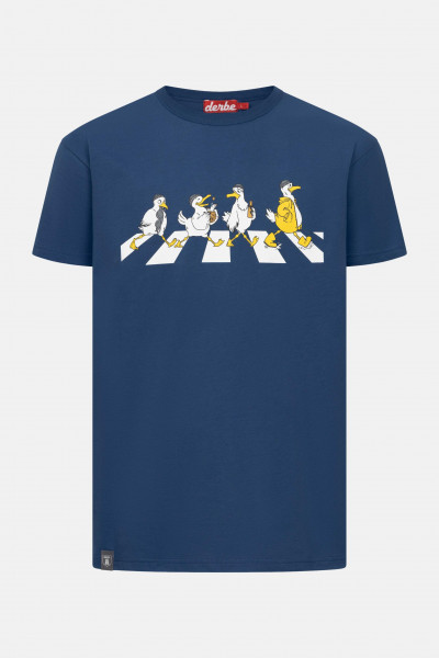 Derbe T-Shirt Abbymöwen Herren Blau GOTS Organic