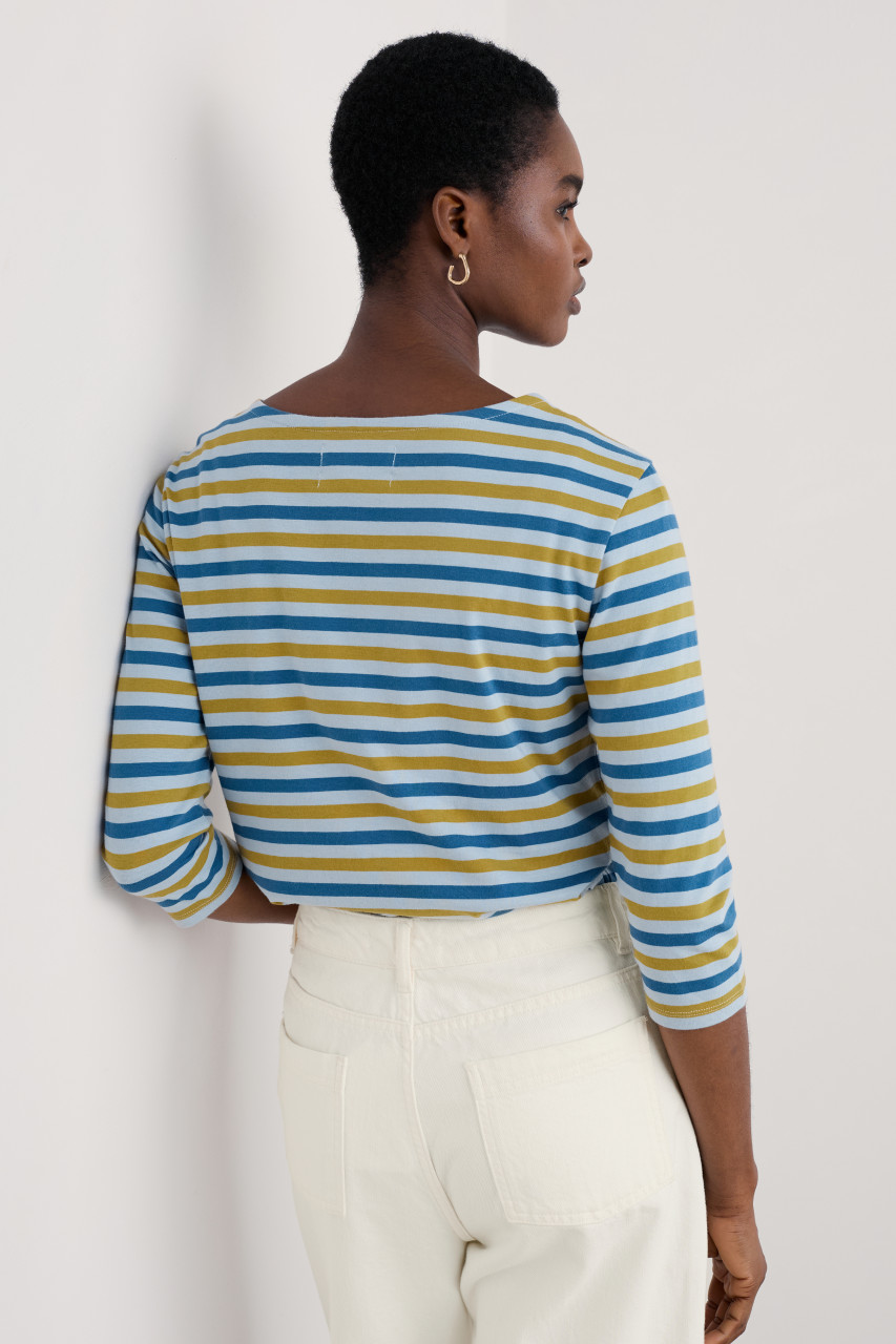 Seasalt Cornwall Streifenshirt Sailor Damen Blau Gelb GOTS