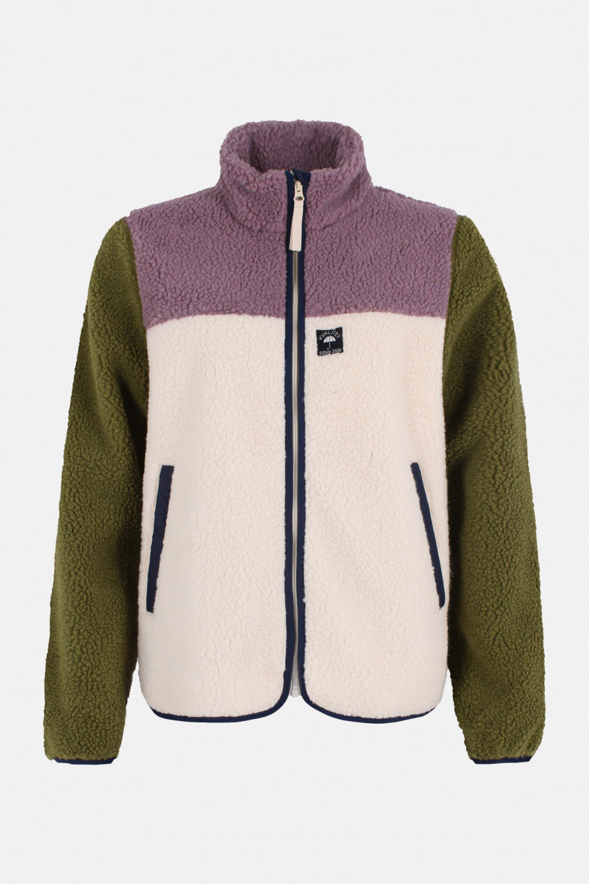 Flecejacke Danebirk Flece Zip-Up Lila Oliv Grün Weiß für Damen von Danefae