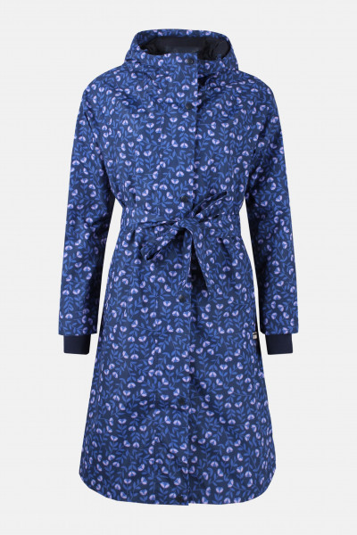 Danefae Danelisabeth Raincoat Damen Langer Regenmantel Navy Lilac Fleurie Blau Blumen