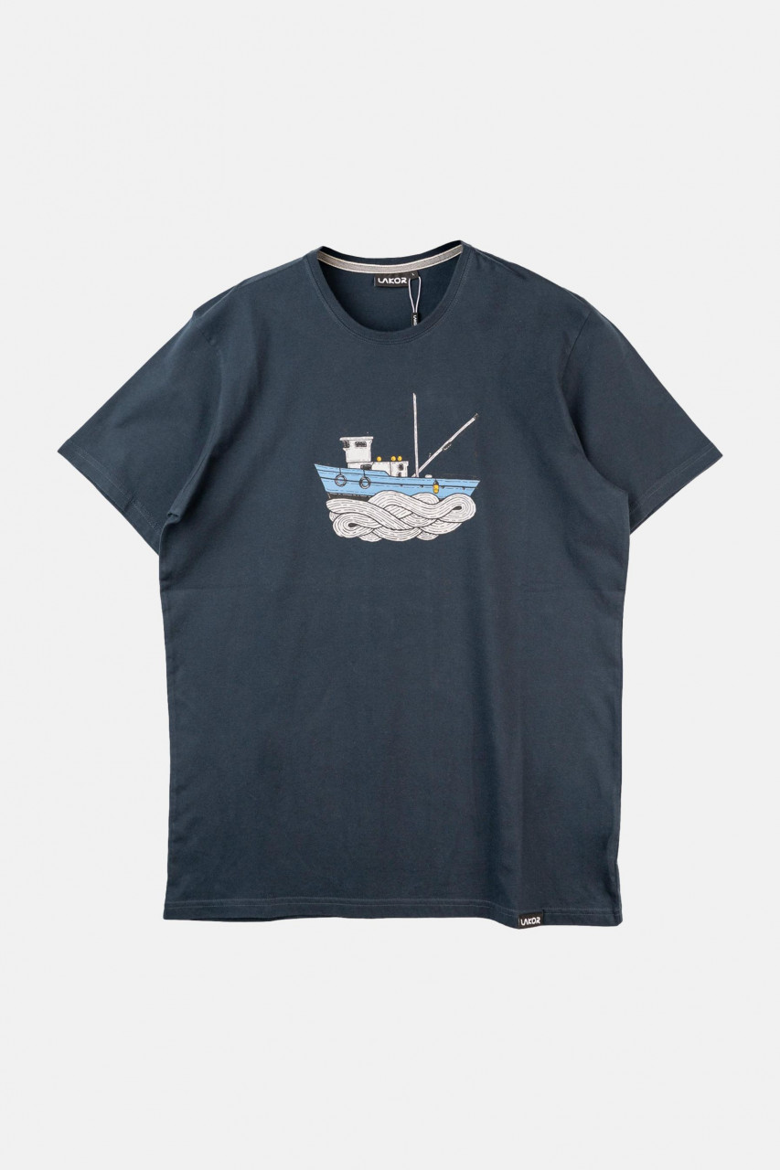 LAKOR T-Shirt Fishing Vessel Herren Blau Schiff Kutter