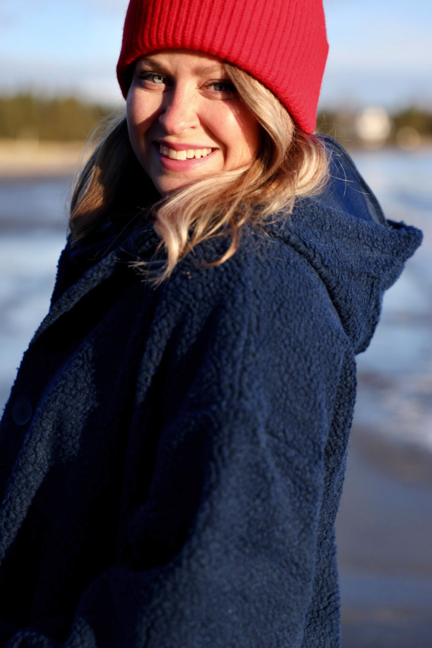 Danefae Fleecejacke Danewillow Damen Dunkelblau Teddy Kapuze