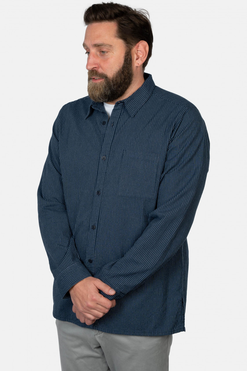 Hanseheld Schnieker Fischer Hemd Herren Blau Weiß Gestreift Fischerhemd GOTS Organic