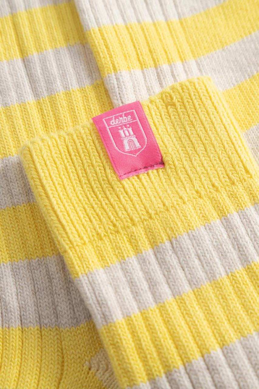 Derbe Socken Basic Knit Striped Beige Gelb Gestreift