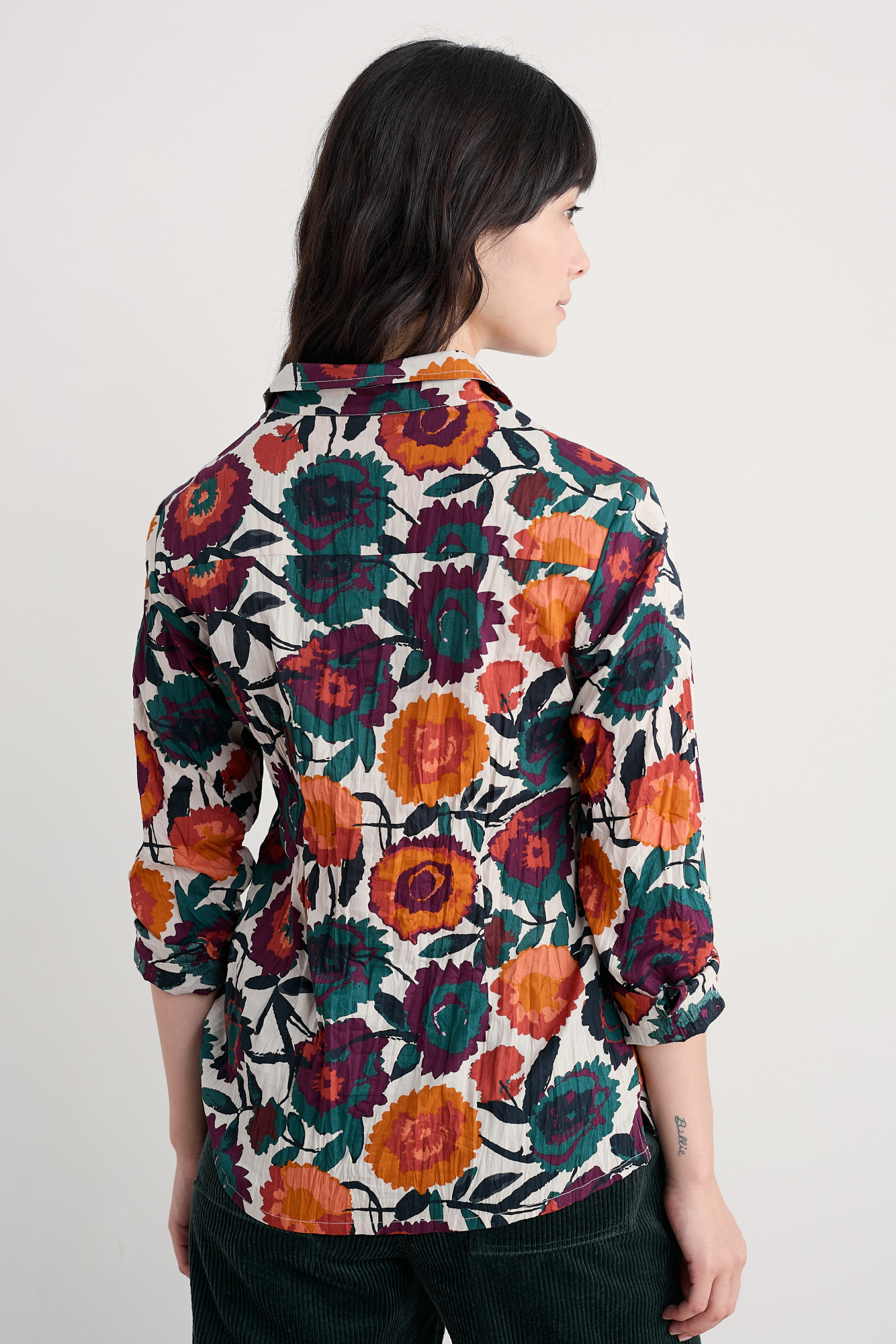 Seasalt Bluse Larissa Damen Weiß Orange Petrol Blumen Aran