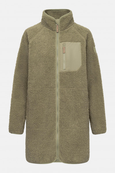 Derbe Damen Fleecejacke Kuschelby Long Hellgrün Oliv Teddy