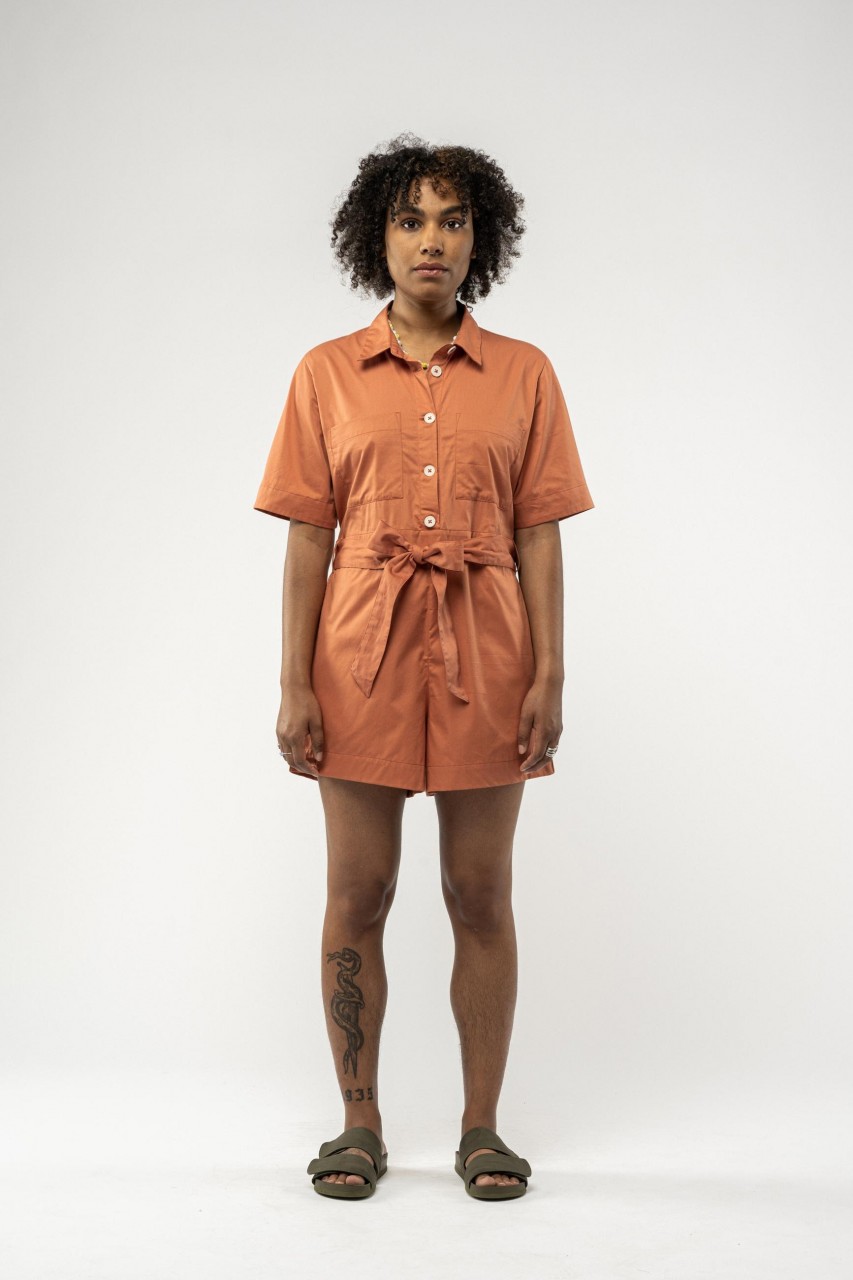 MELA Sanela Damen Jumpsuit Coral Koralle Orange