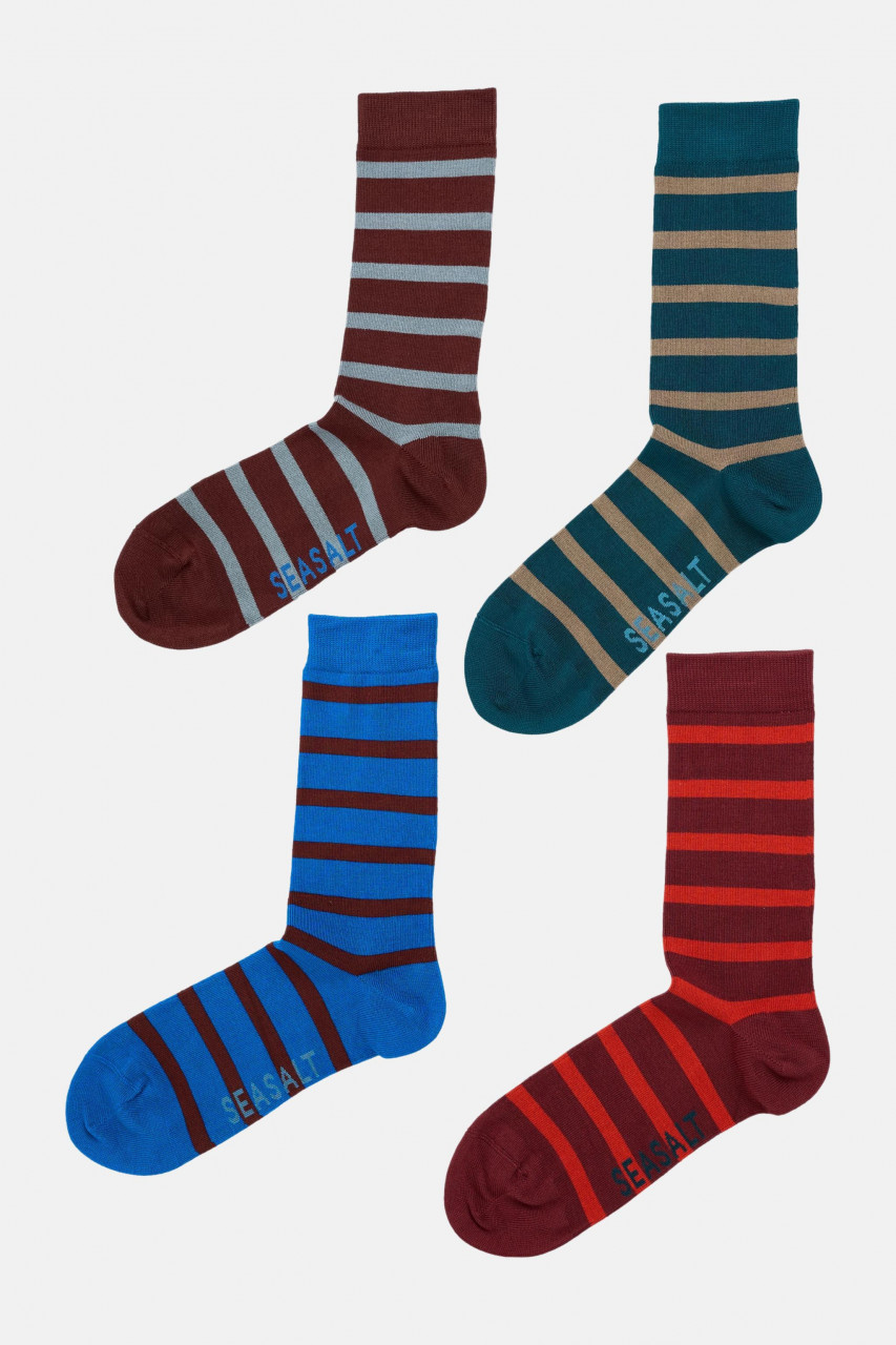 Seasalt Cornwall Sailor 4er Set Herrensocken Gestreift Guldize