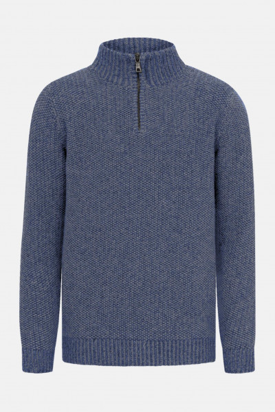 Fisherman out of Ireland Troyer Herren Pullover Blau Jeans
