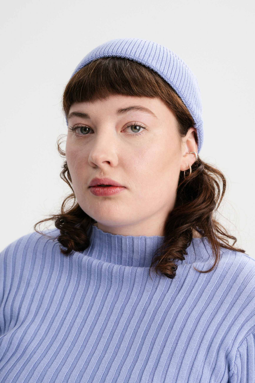 MELA kurze Rippstrick Mütze RAFI Hellblau Dockermütze