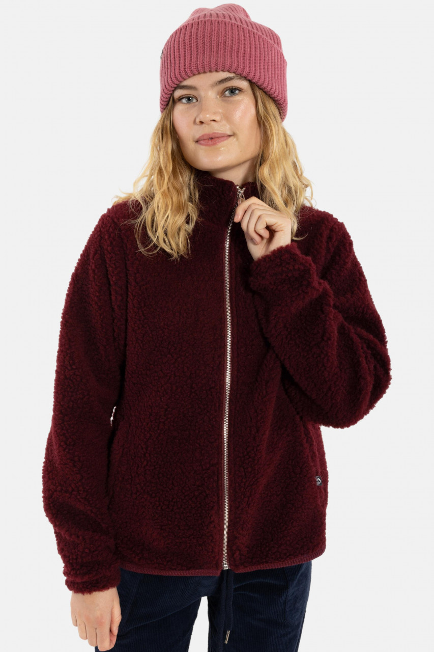 Danefae Danedada Übergangsjacke Bordeaux Weinrot Fleecejacke Wolle
