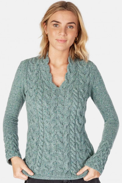 IrelandsEye Horseshoe Grün Damen Pullover Türkis Grau Ocean Mist