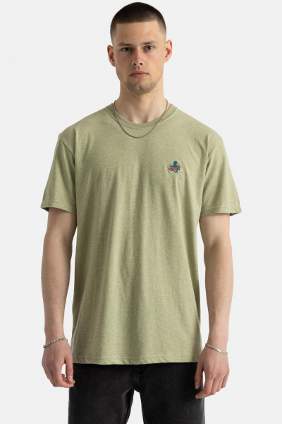 RVLT Herren T-Shirt Hellgrün Tintenfisch Oktopus Surfbrett