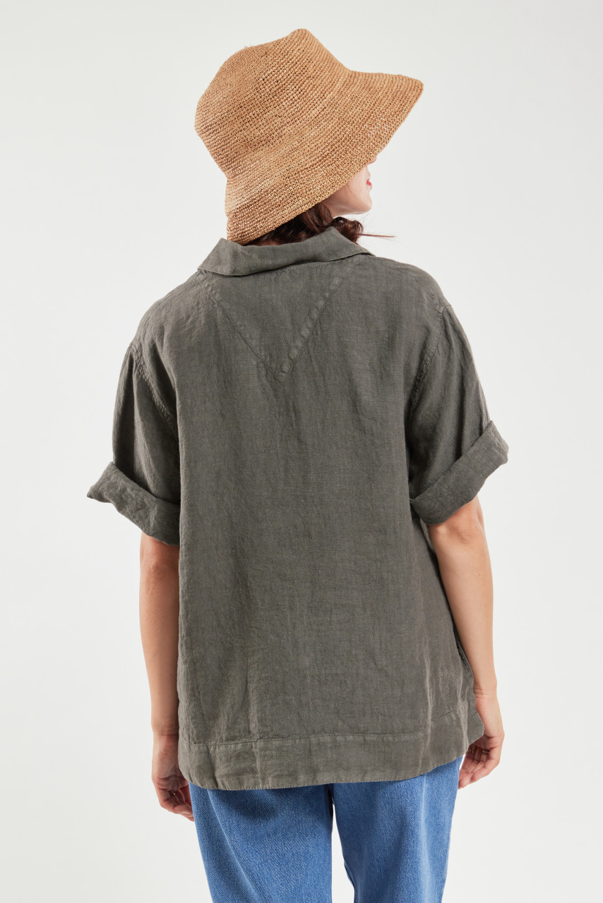 Armor Lux Leinenhemd Damen Fischerhemd Vareuse Oliv Grün