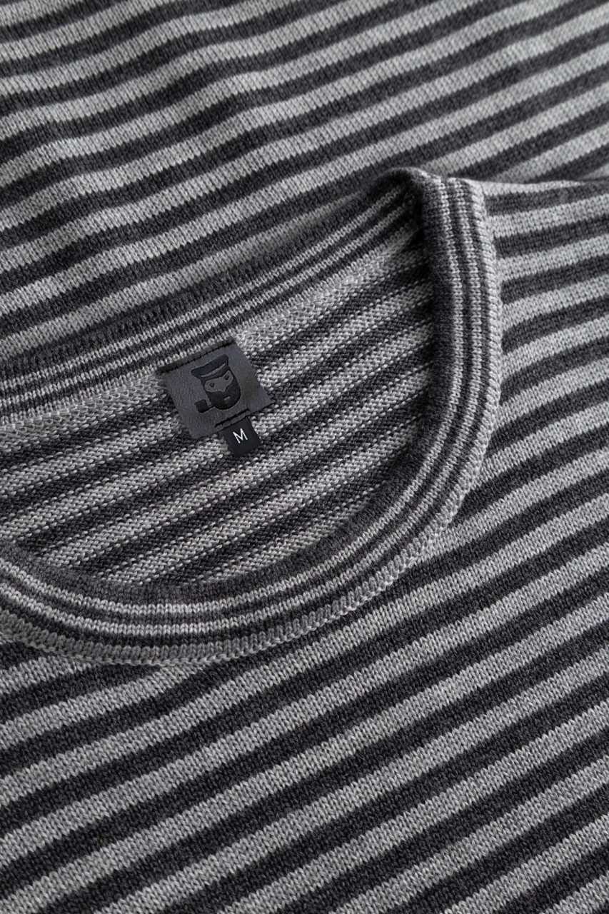 Hanseheld Herren Strickpullover Merino Anthrazit Grau Gestreift