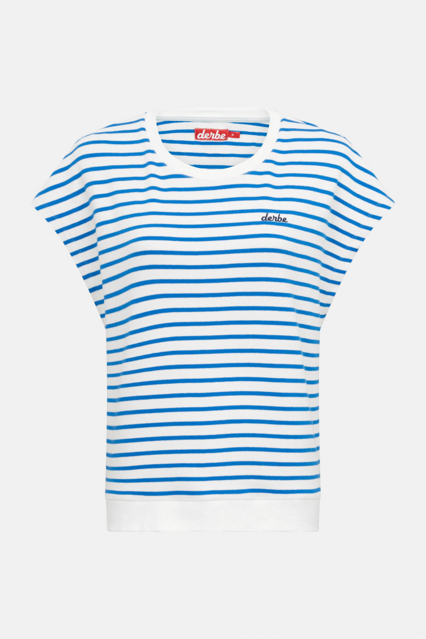 T-Shirt Interstriped Weiß Blau Gestreift für Damen von derbe