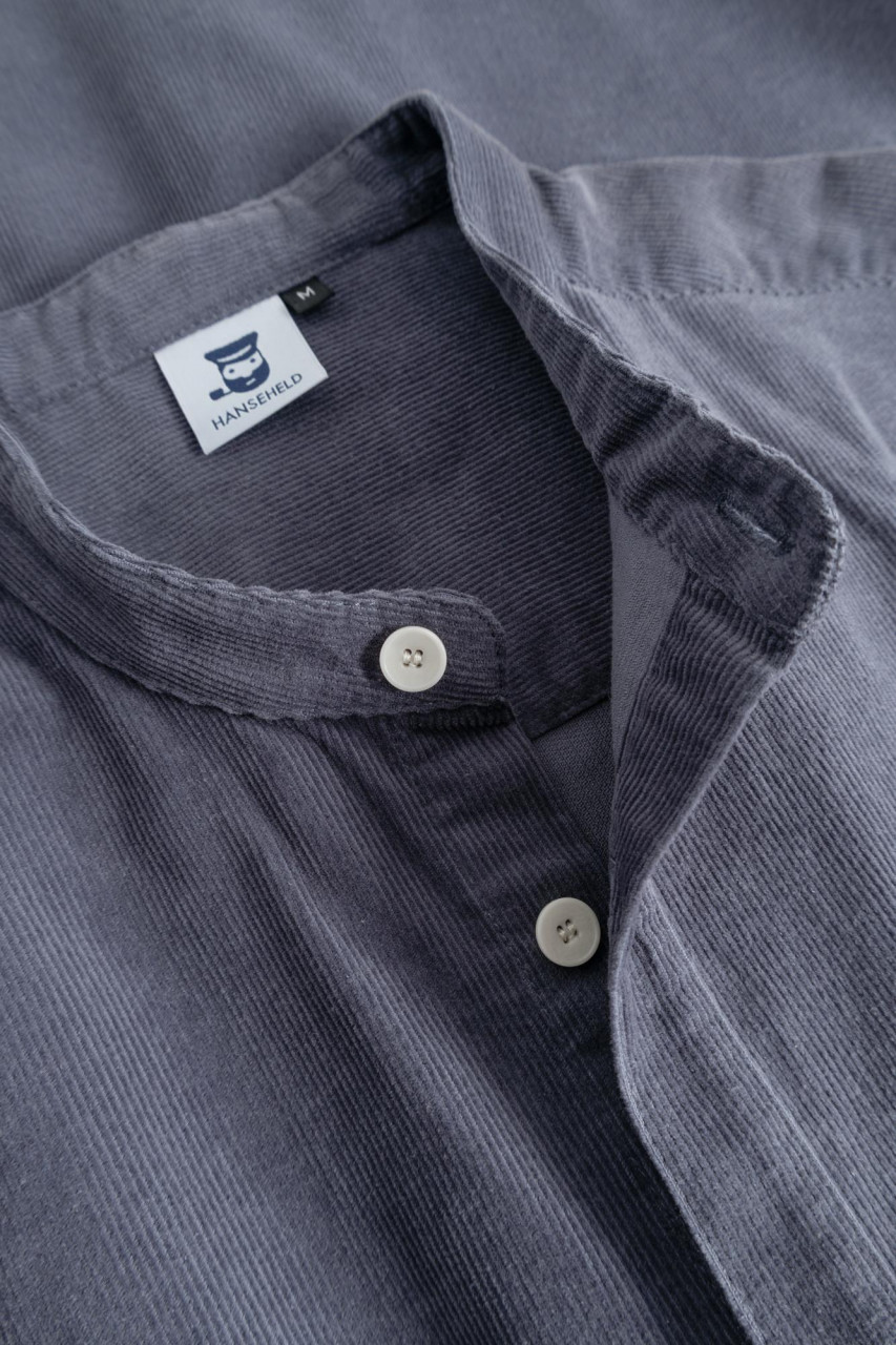 Hanseheld Cordhemd Herren Blau-Grau