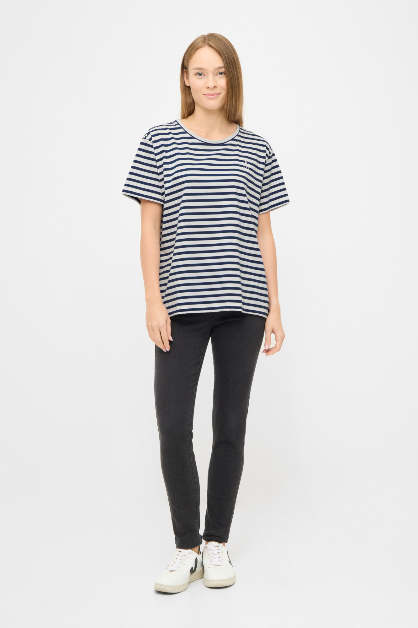 Derbe T-Shirt Ankersmile Damen Blau Weiß Streifenshirt GOTS Organic