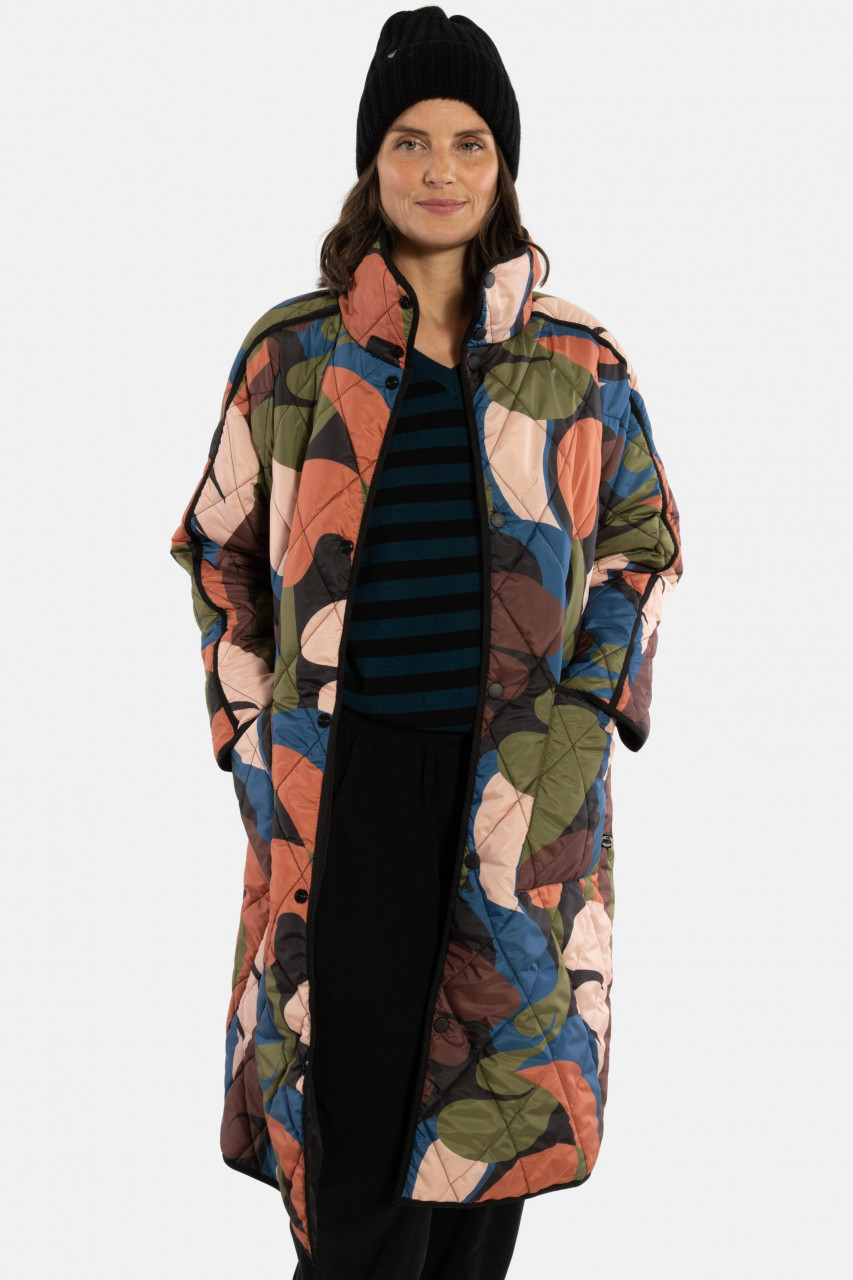 Danefae Übergangsjacke Danecherry Damen Oliv Grün Orange Steppjacke Patchwork Floral