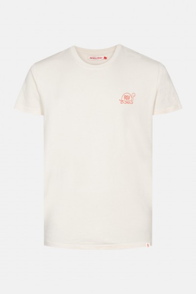 RVLT Revolution Slo Herren T-Shirt Offwhite Beige Schildkröte